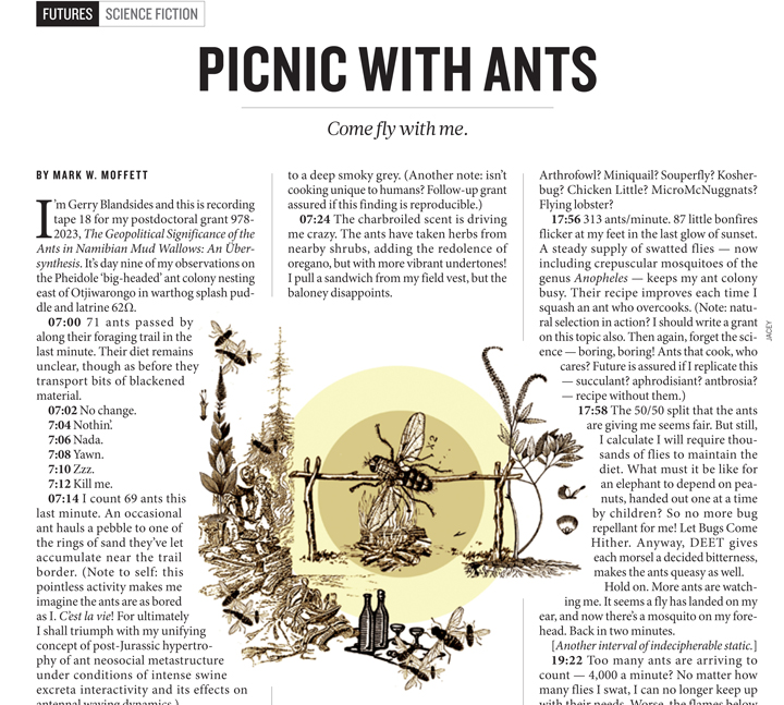 For a humorous “take” at ant studies, read my 2012 article in Nature. (Click image to open)